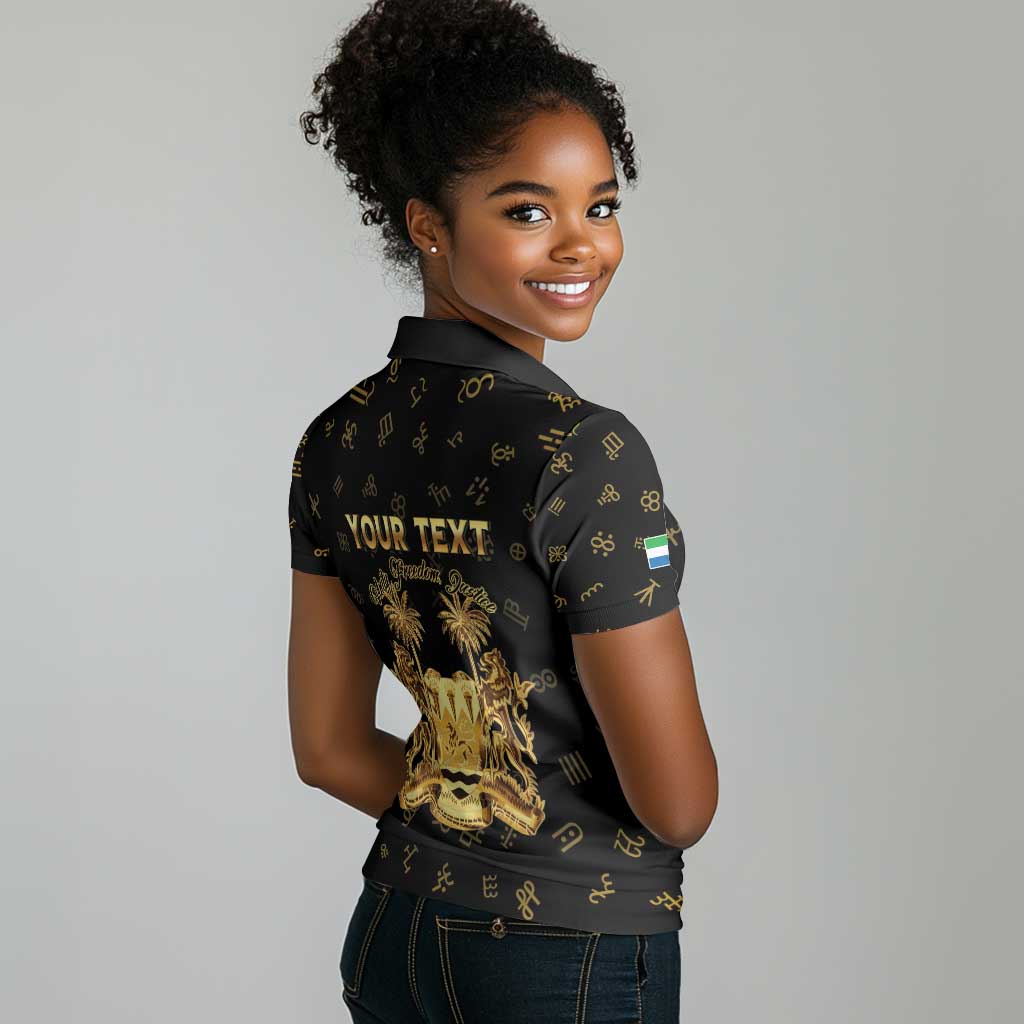 Personalized Sierra Leone National Emblem Golden Women Polo Shirt Vai Syllabary Heritage - African Pride