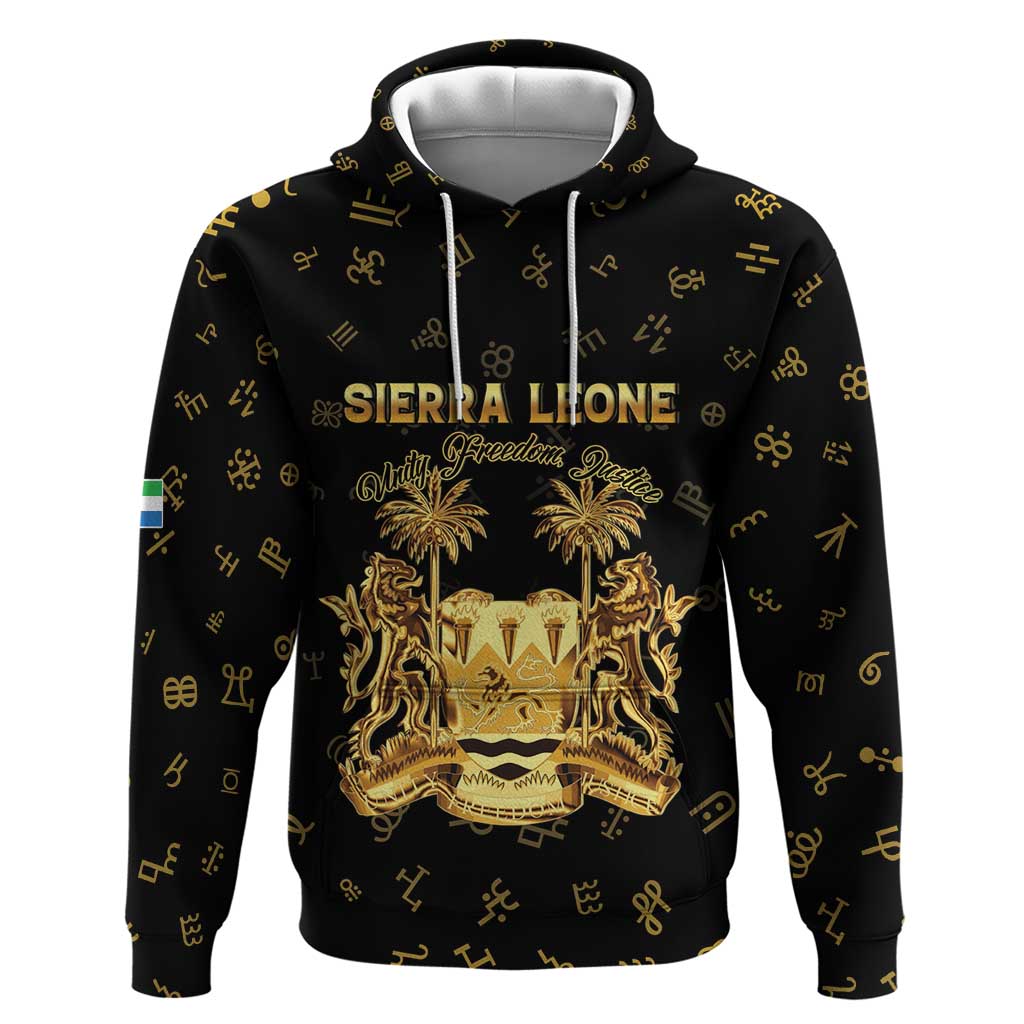 Personalized Sierra Leone National Emblem Golden Zip Hoodie Vai Syllabary Heritage - African Pride