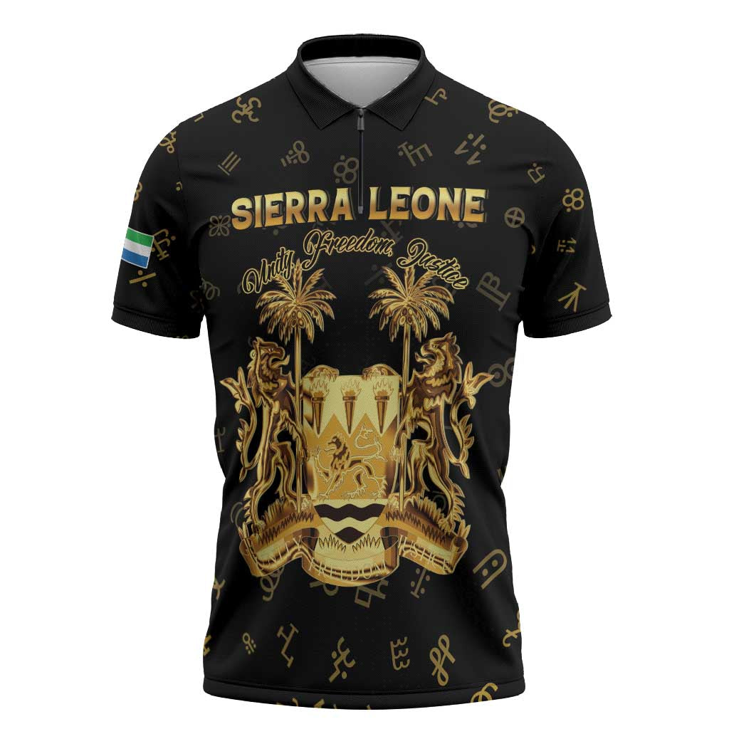 Personalized Sierra Leone Vai Syllabary Heritage Zipper Polo Shirt National Emblem Golden Style
