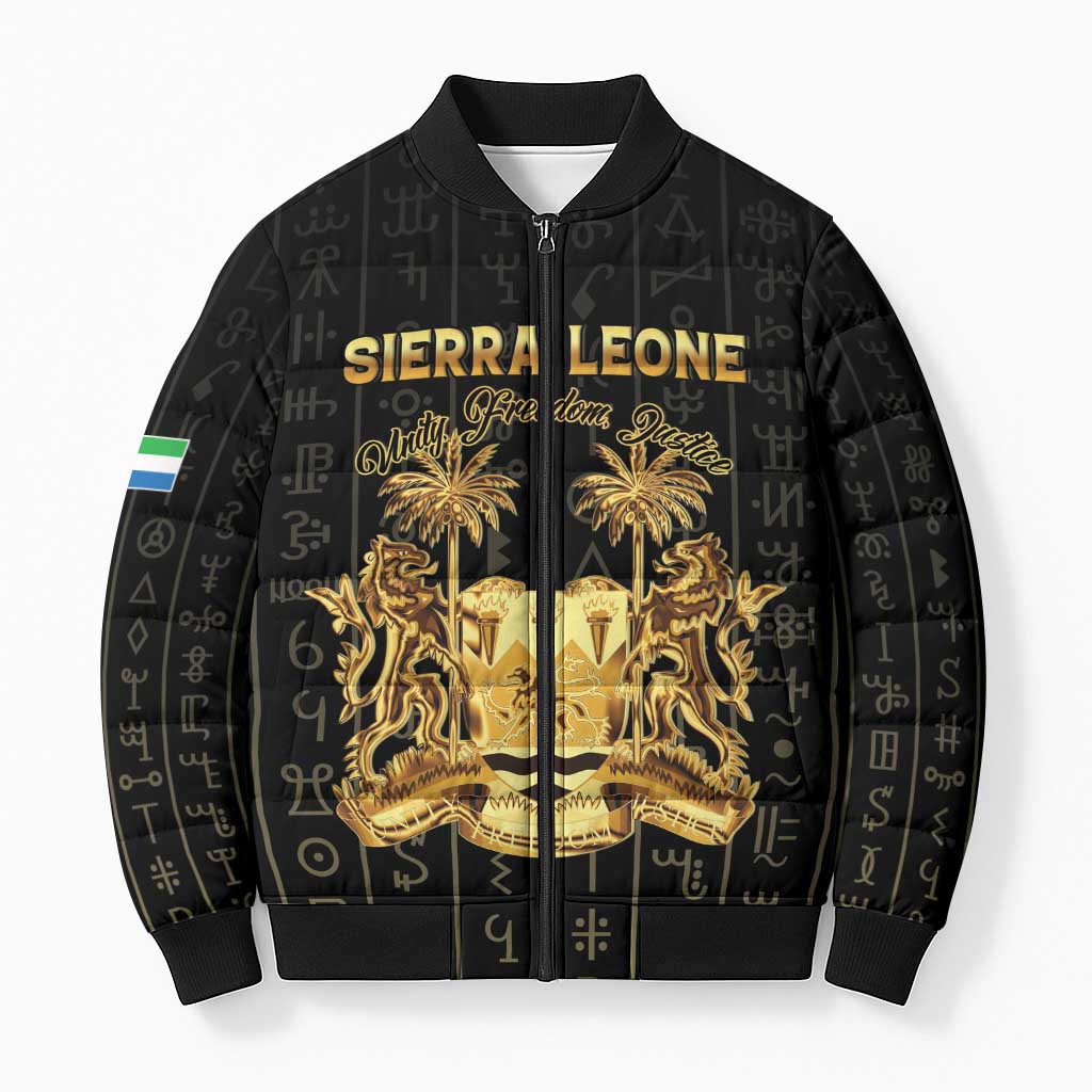 Personalized Sierra Leone Vai Syllabary Vertical Pattern Bomber Puffer Jacket