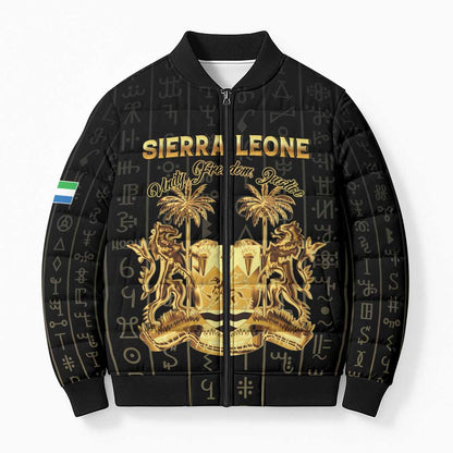 Personalized Sierra Leone Vai Syllabary Vertical Pattern Bomber Puffer Jacket