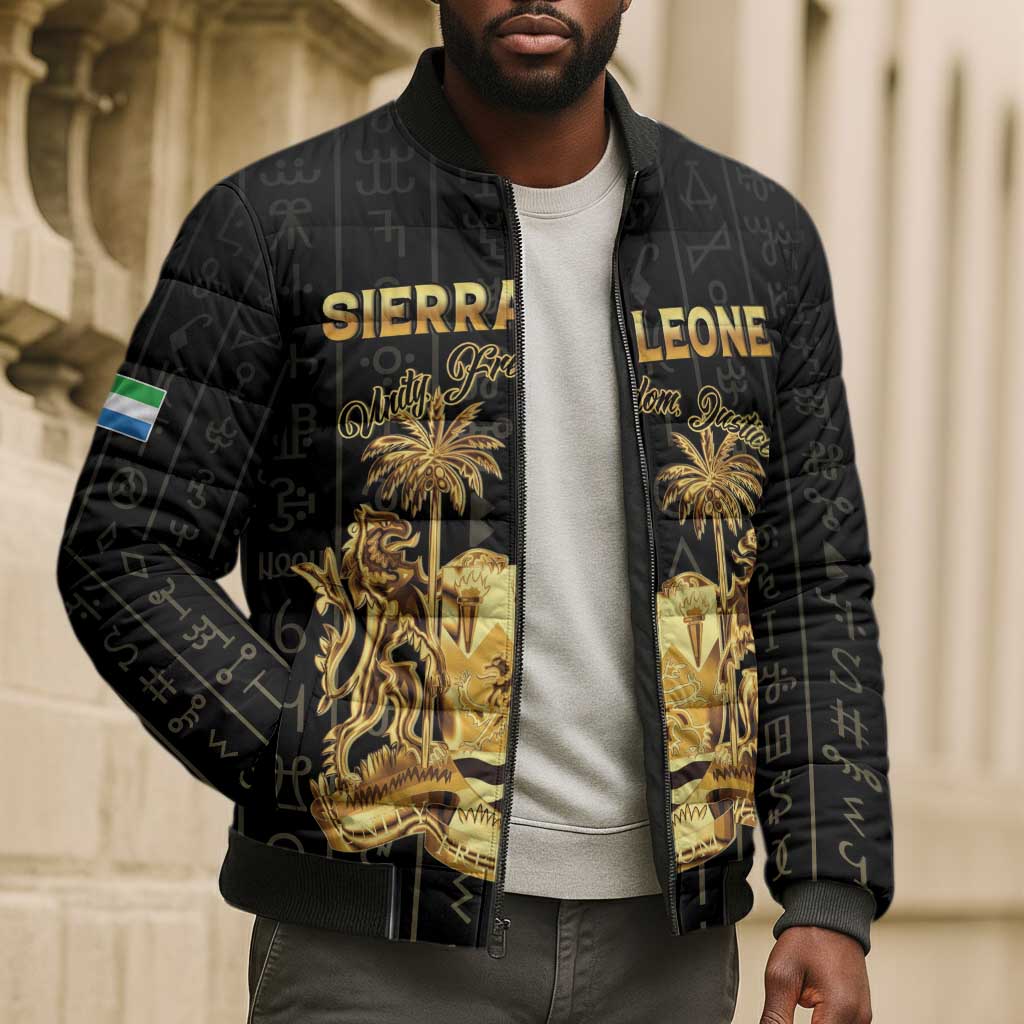 Personalized Sierra Leone Vai Syllabary Vertical Pattern Bomber Puffer Jacket