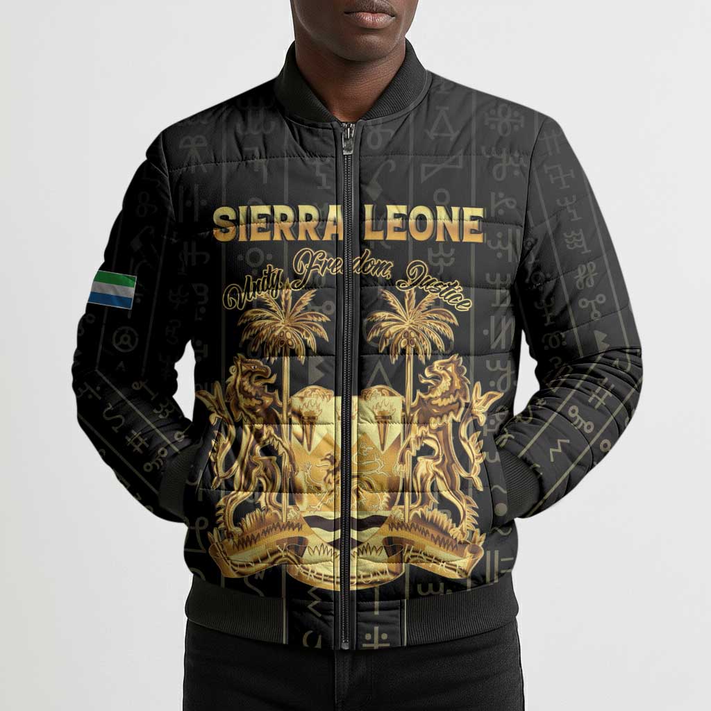 Personalized Sierra Leone Vai Syllabary Vertical Pattern Bomber Puffer Jacket