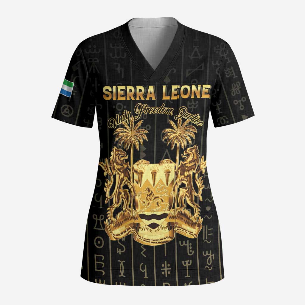 Personalized Sierra Leone Scrub Top Vai Syllabary Pattern - African Pride