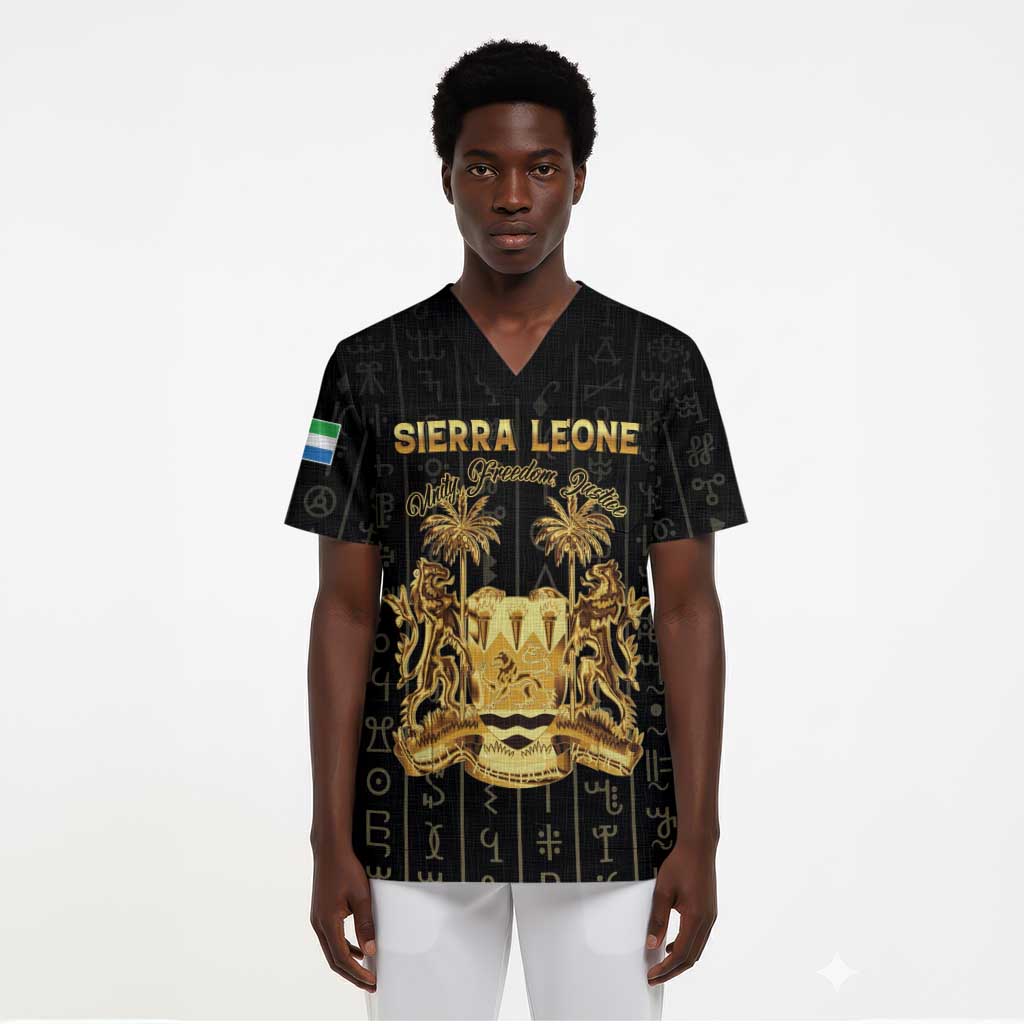 Personalized Sierra Leone Scrub Top Vai Syllabary Pattern - African Pride