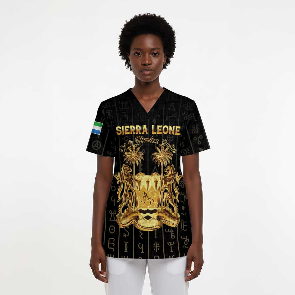 Personalized Sierra Leone Scrub Top Vai Syllabary Pattern - African Pride