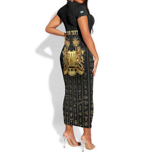 Personalized Sierra Leone Short Sleeve Bodycon Dress Vai Syllabary Pattern - African Pride