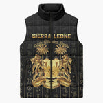 Personalized Sierra Leone Vai Syllabary Vertical Pattern Sleeveless Puffer Jacket