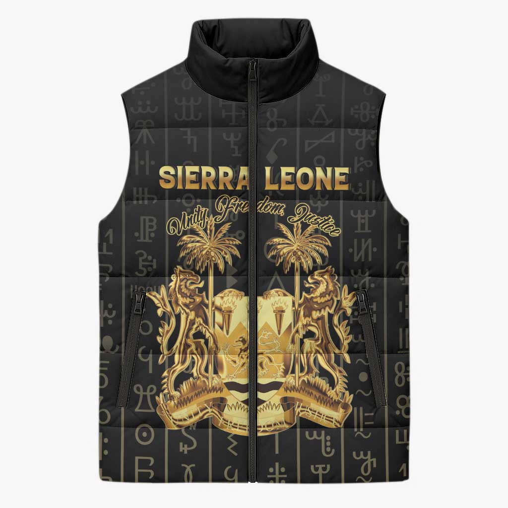 Personalized Sierra Leone Vai Syllabary Vertical Pattern Sleeveless Puffer Jacket