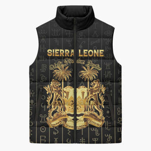 Personalized Sierra Leone Vai Syllabary Vertical Pattern Sleeveless Puffer Jacket
