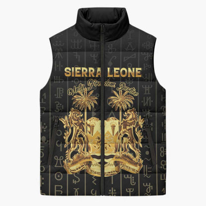Personalized Sierra Leone Vai Syllabary Vertical Pattern Sleeveless Puffer Jacket