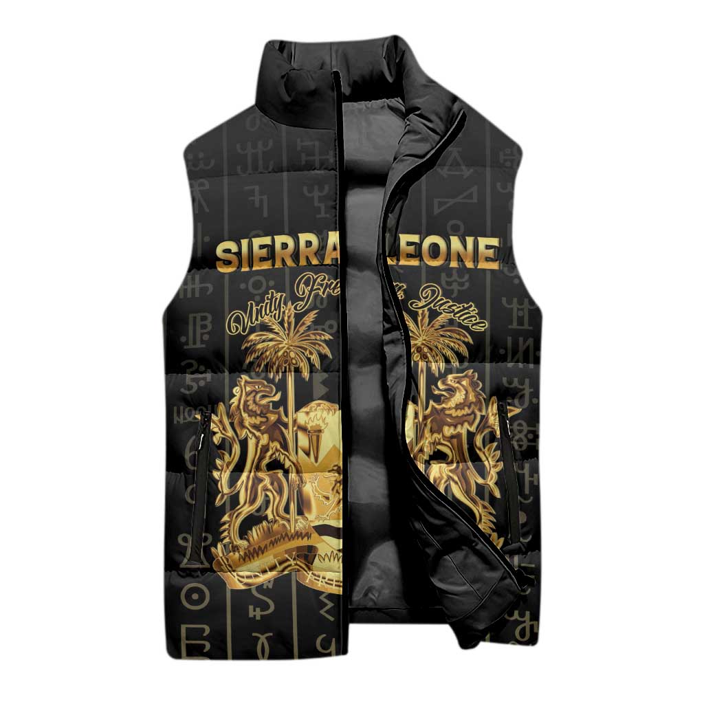 Personalized Sierra Leone Vai Syllabary Vertical Pattern Sleeveless Puffer Jacket