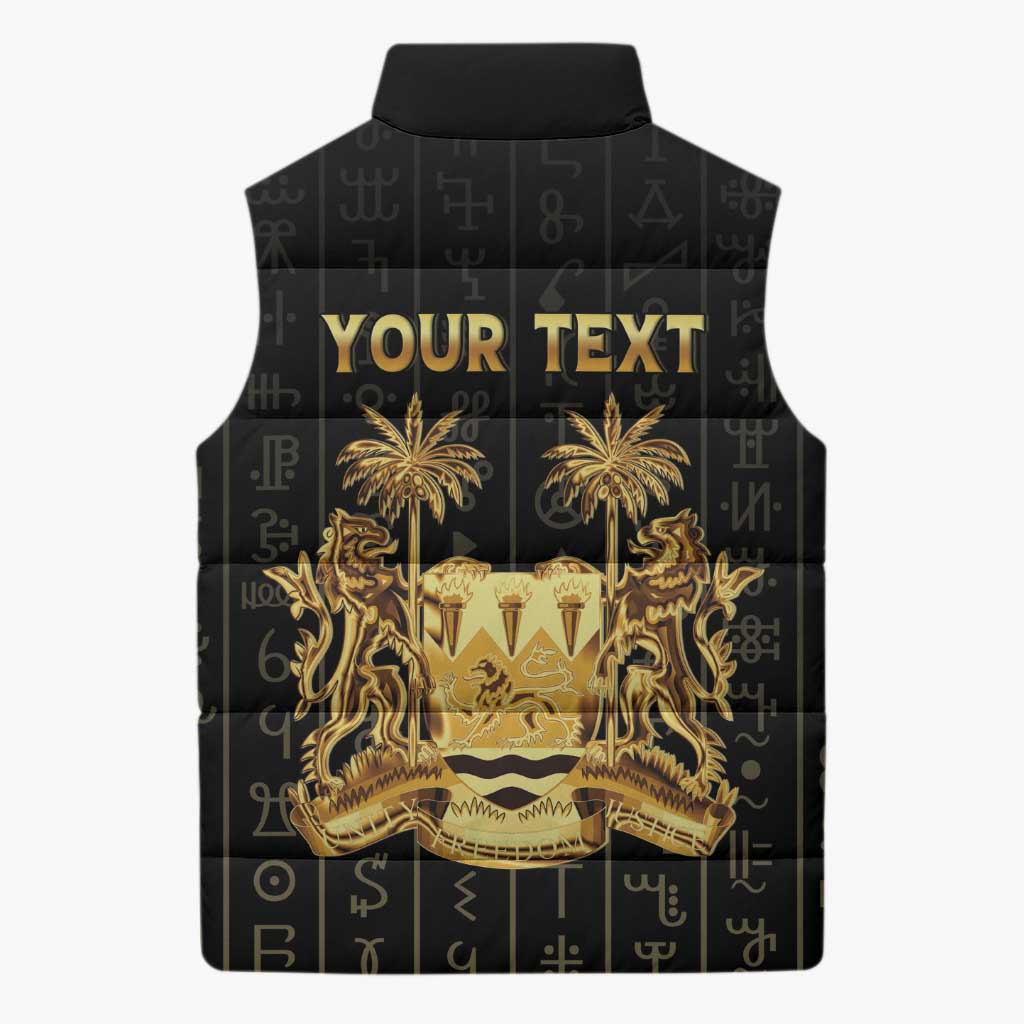 Personalized Sierra Leone Vai Syllabary Vertical Pattern Sleeveless Puffer Jacket