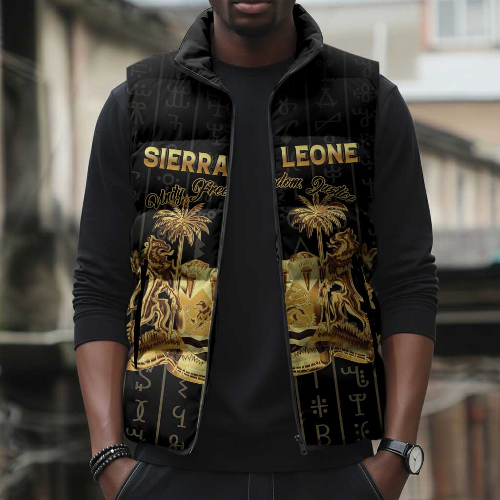 Personalized Sierra Leone Vai Syllabary Vertical Pattern Sleeveless Puffer Jacket