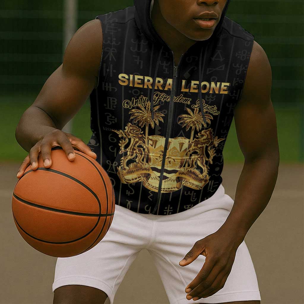 Personalized Sierra Leone Sleeveless Zip Hoodie Vai Syllabary Pattern - African Pride