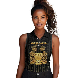 Personalized Sierra Leone Women Sleeveless Polo Shirt Vai Syllabary Pattern - African Pride