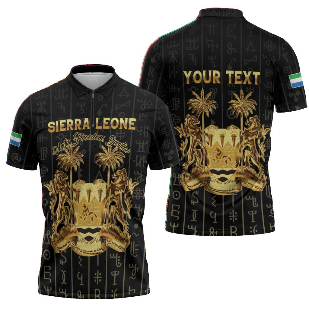 Personalized Sierra Leone Vai Syllabary Vertical Pattern Zipper Polo Shirt