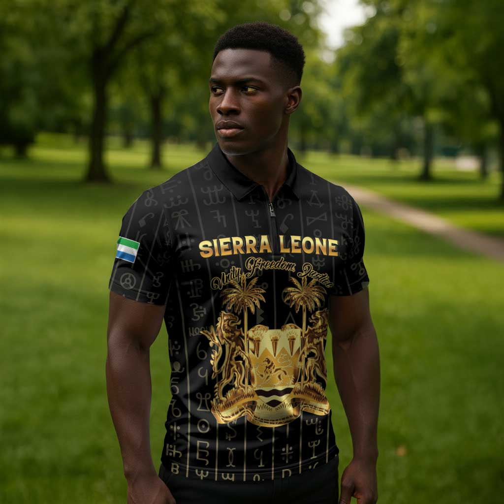 Personalized Sierra Leone Vai Syllabary Vertical Pattern Zipper Polo Shirt