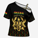 Personalized Ghana Kente Pattern Cross Shoulder Shirt The Heart of Gold of Africa