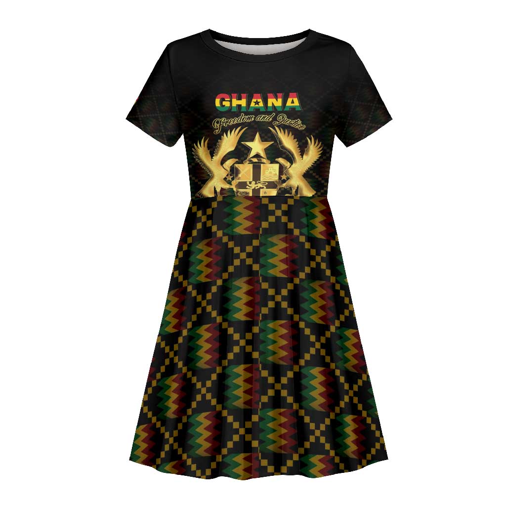 Personalized Ghana Gold Emblem Kid Short Sleeve Dress The Heart of Gold of Africa - African Pride