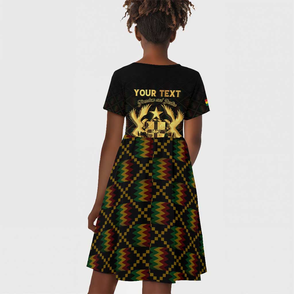 Personalized Ghana Gold Emblem Kid Short Sleeve Dress The Heart of Gold of Africa - African Pride