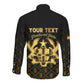 Personalized Ghana Gold Emblem Long Sleeve Button Shirt The Heart of Gold of Africa - African Pride