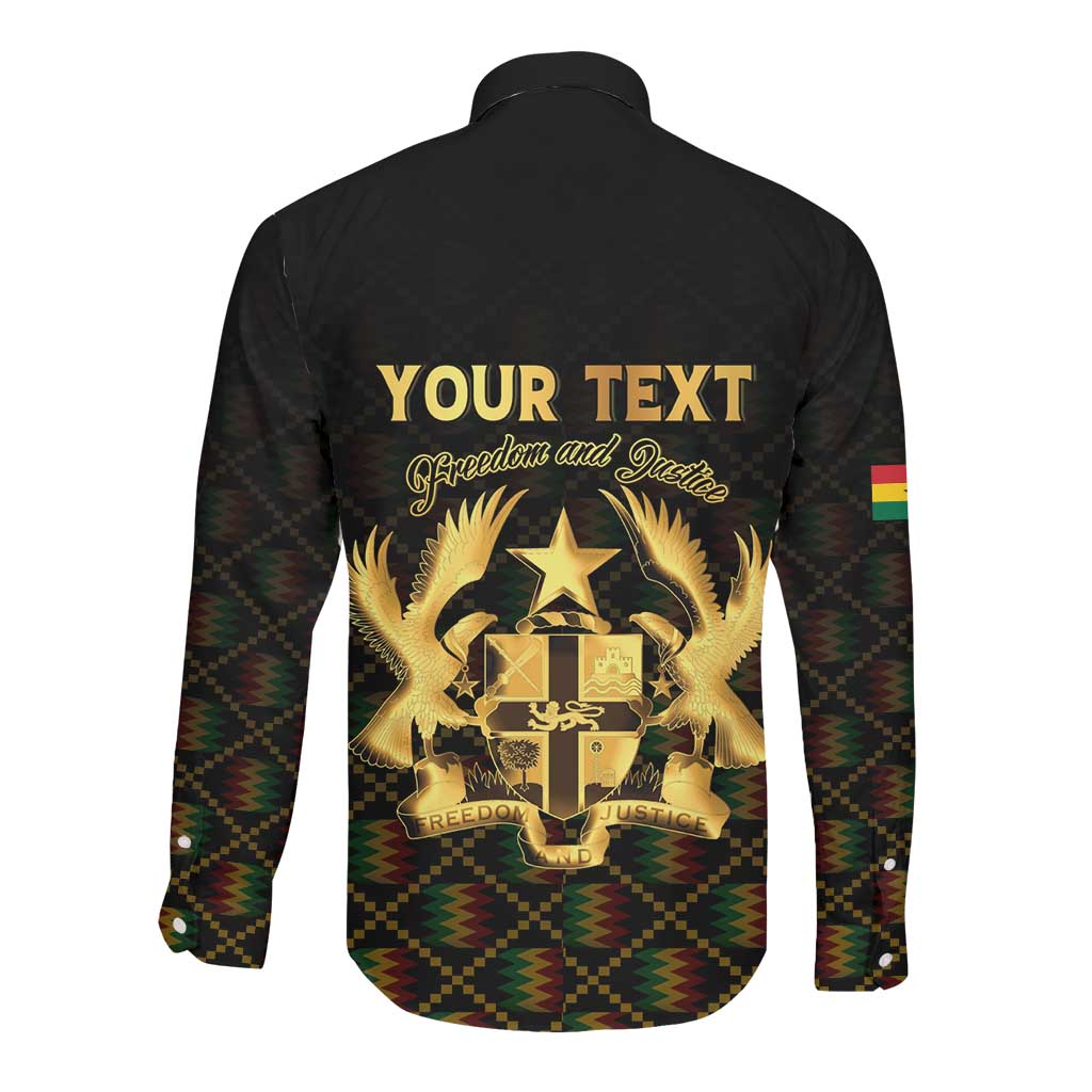 Personalized Ghana Gold Emblem Long Sleeve Button Shirt The Heart of Gold of Africa - African Pride