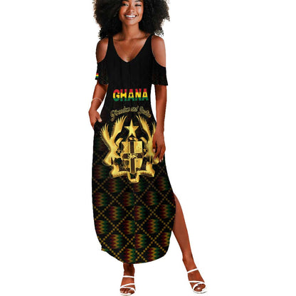 Personalized Ghana Gold Emblem Summer Maxi Dress The Heart of Gold of Africa - African Pride