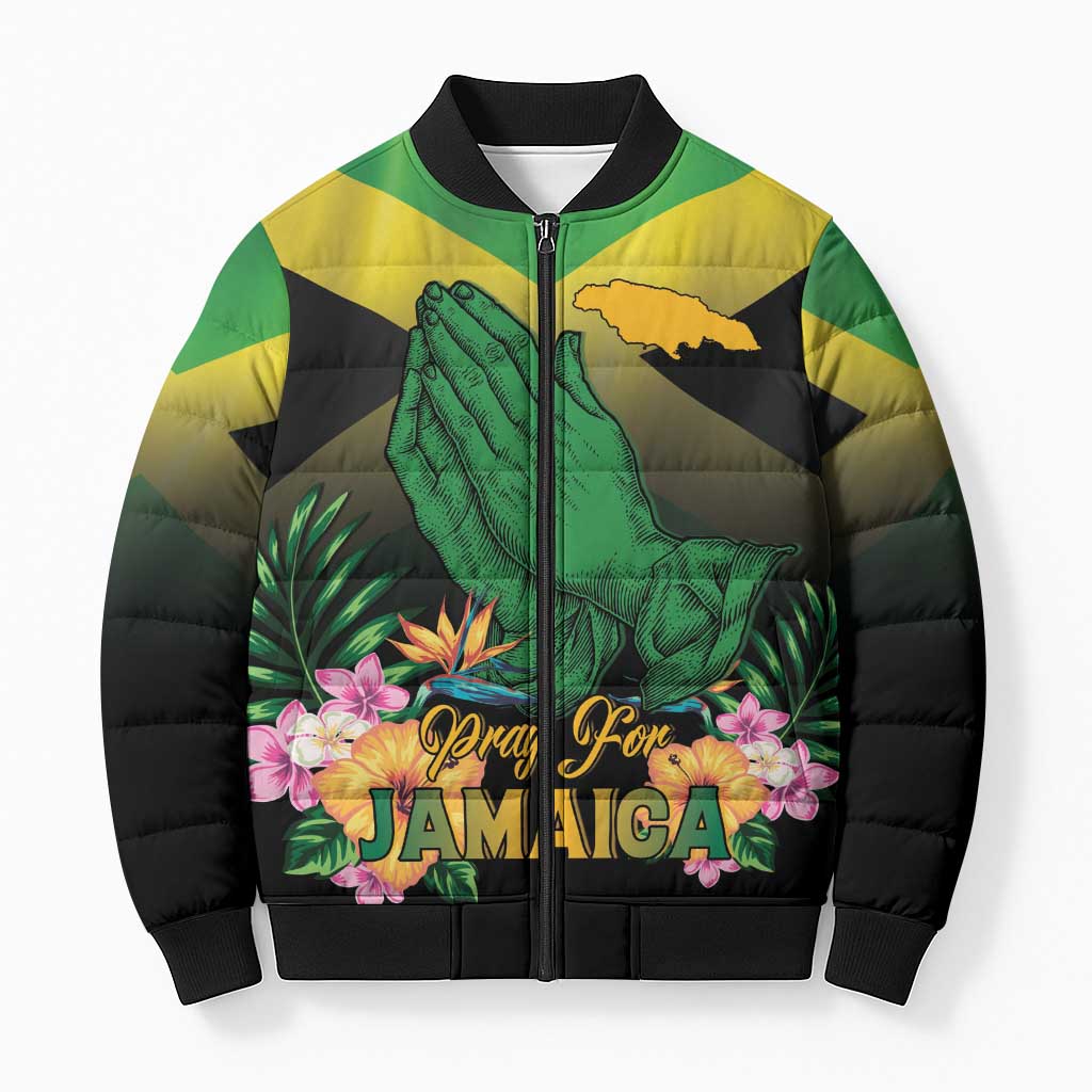 Personalized Pray For Jamaica Bomber Puffer Jacket Jamaica Strong