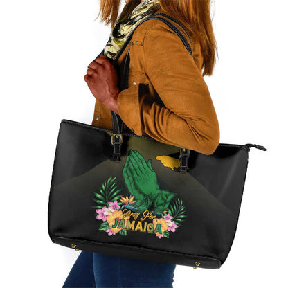 Jamaica Leather Tote Bag Stay Strong - Stay Safe - African Pride