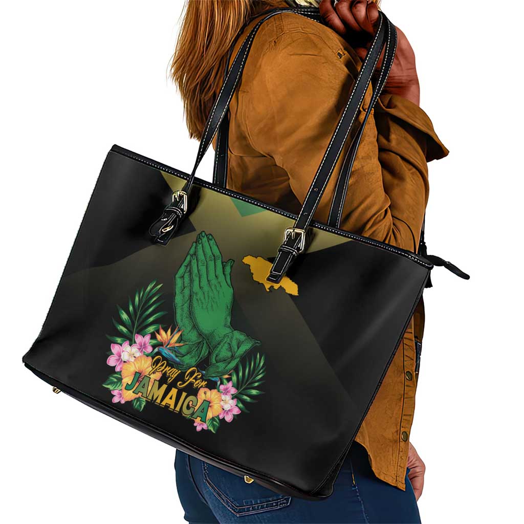 Jamaica Leather Tote Bag Stay Strong - Stay Safe - African Pride