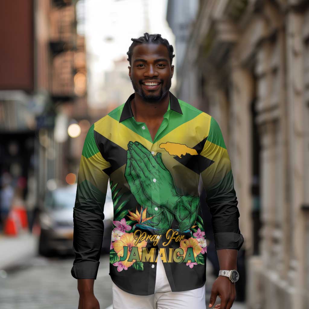 Personalized Jamaica Long Sleeve Button Shirt Stay Strong - Stay Safe - African Pride