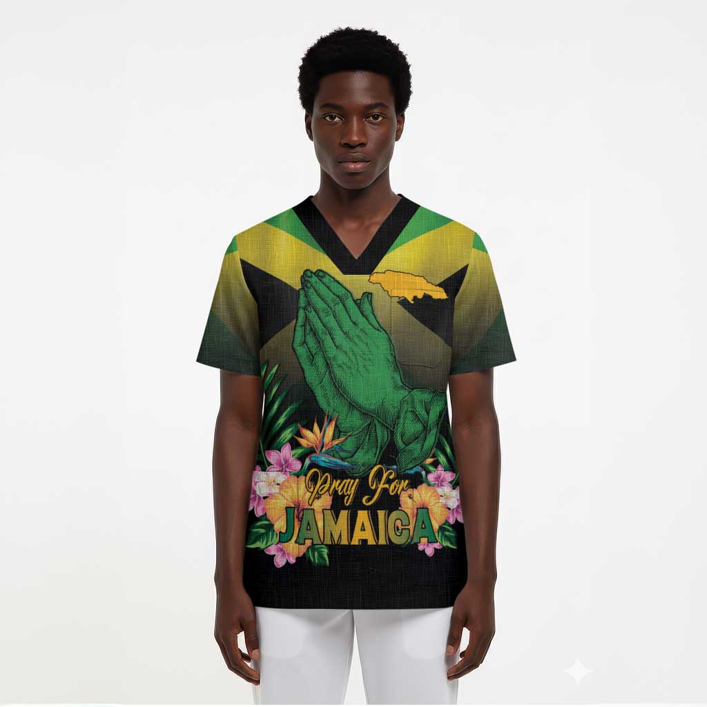 Personalized Jamaica Scrub Top Stay Strong - Stay Safe - African Pride