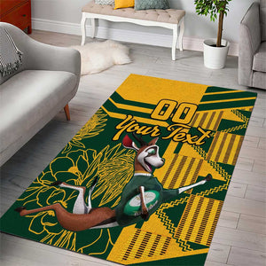 Custom South Africa Rugby Area Rug Springboks With Protea Cynaroides