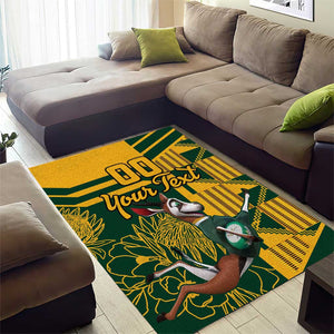 Custom South Africa Rugby Area Rug Springboks With Protea Cynaroides