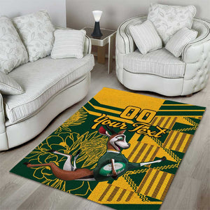 Custom South Africa Rugby Area Rug Springboks With Protea Cynaroides