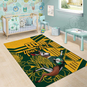 Custom South Africa Rugby Area Rug Springboks With Protea Cynaroides