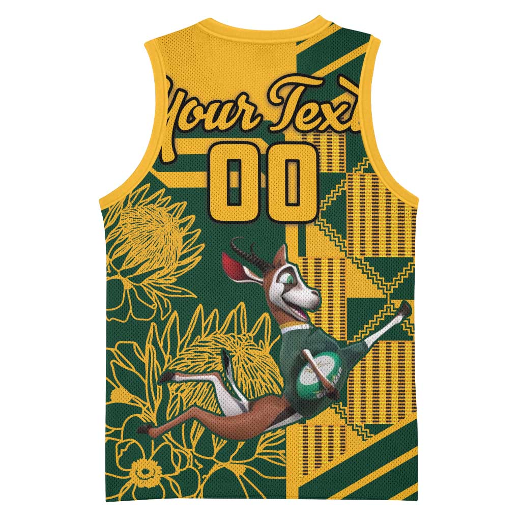 Custom South Africa Rugby Basketball Jersey Springboks With Protea Cynaroides LT18