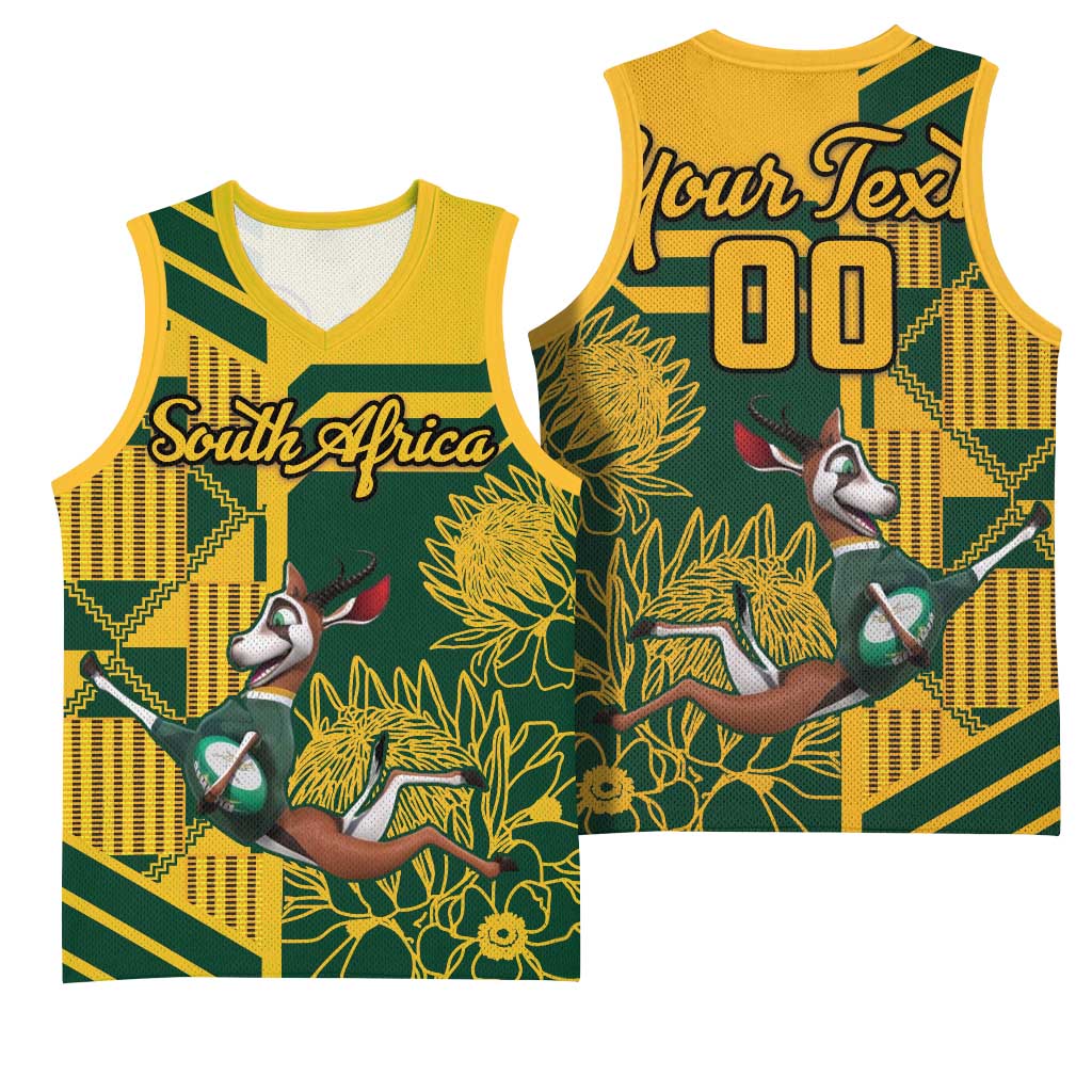 Custom South Africa Rugby Basketball Jersey Springboks With Protea Cynaroides LT18