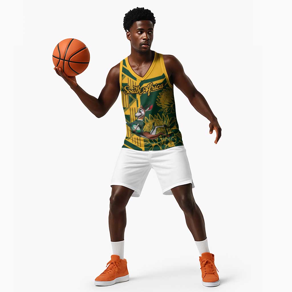 Custom South Africa Rugby Basketball Jersey Springboks With Protea Cynaroides LT18