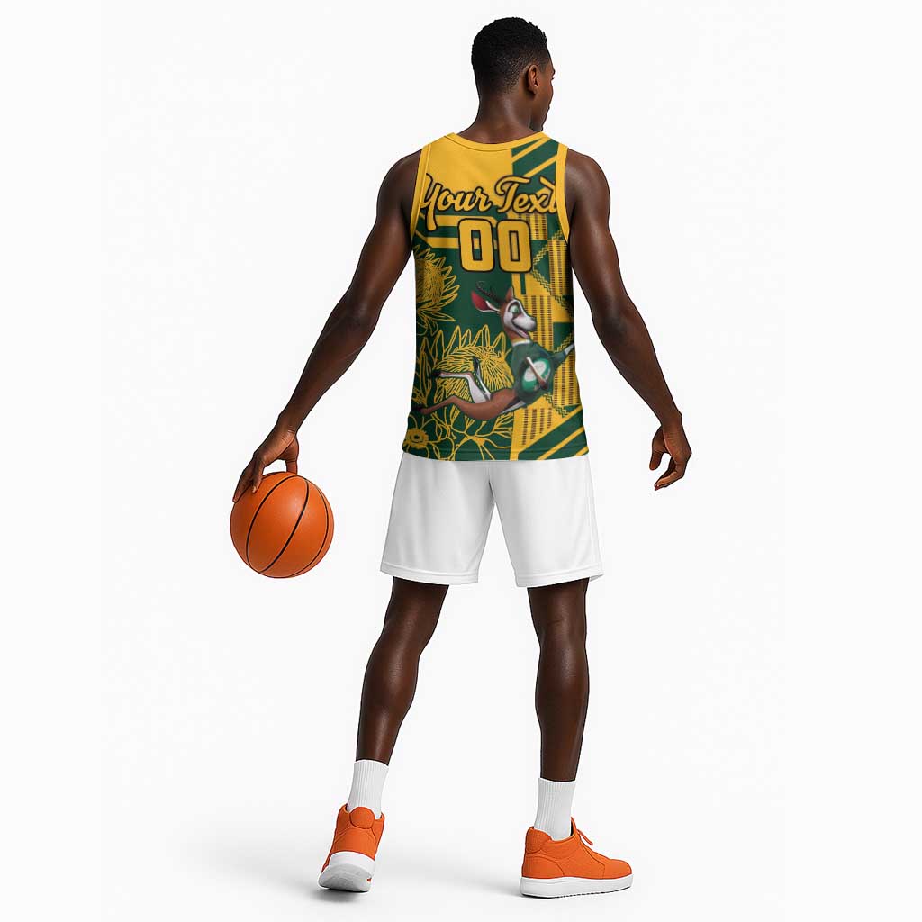 Custom South Africa Rugby Basketball Jersey Springboks With Protea Cynaroides LT18