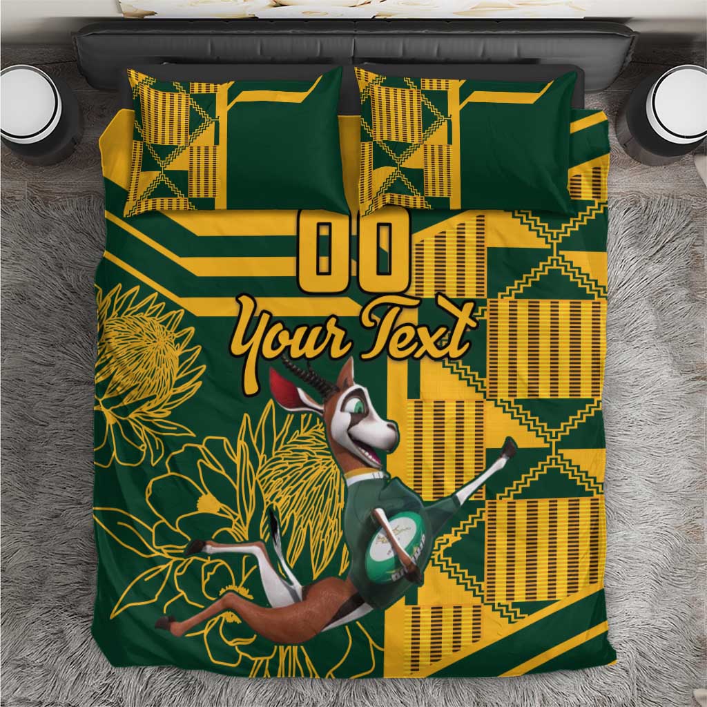 Custom South Africa Rugby Bedding Set Springboks With Protea Cynaroides