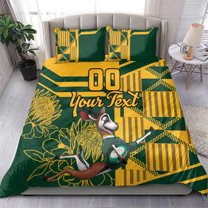 Custom South Africa Rugby Bedding Set Springboks With Protea Cynaroides