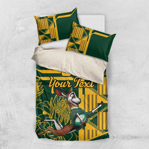 Custom South Africa Rugby Bedding Set Springboks With Protea Cynaroides