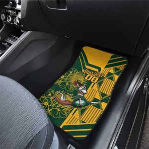 Custom South Africa Rugby Car Mats Springboks With Protea Cynaroides