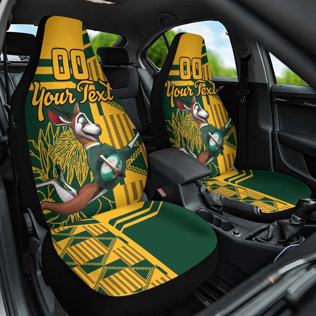 Custom South Africa Rugby Car Seat Cover Springboks With Protea Cynaroides