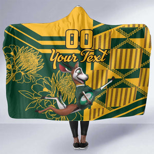 Custom South Africa Rugby Hooded Blanket Springboks With Protea Cynaroides