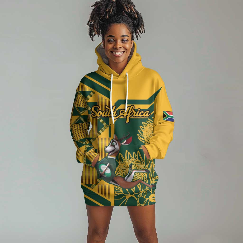 Custom South Africa Rugby Hoodie Dress Springboks With Protea Cynaroides