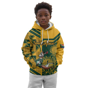 Custom South Africa Rugby Kid Hoodie Springboks With Protea Cynaroides