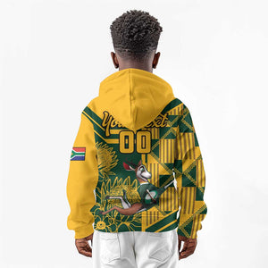 Custom South Africa Rugby Kid Hoodie Springboks With Protea Cynaroides